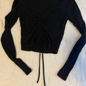 Garage Black Drawstring Long Sleeve Top